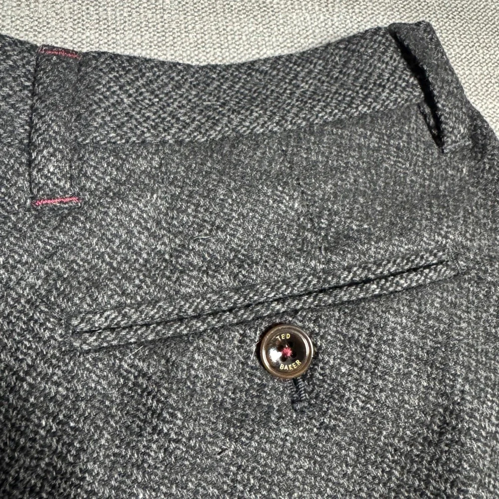 Ted Baker London Wool Blend Tailored Trousers Gray Glen Check Men's‎ 30x31